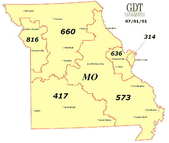 27 Missouri Area Code Map Online Map Around The World